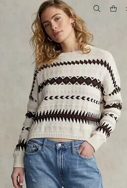 NWT Polo Ralph Lauren Linen Jacquard Pullover Sweater Size Large